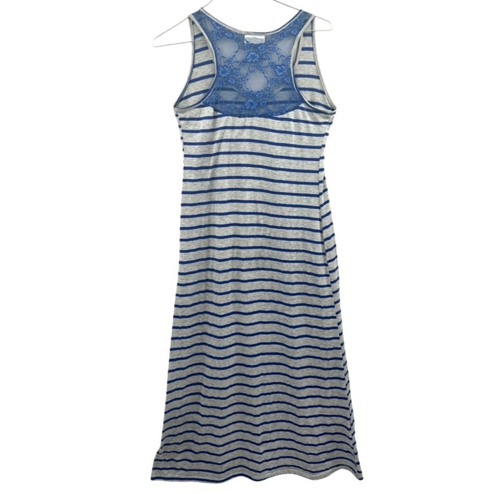 Vintage Bobbie Brooks Striped Maxi Dress Blue Lace Back Tank Style Womens L Y2K‎ - Picture 3 of 6